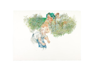 In the Garden-Bahçede_2013_57x77cm_Kağıt üzerine ekolin