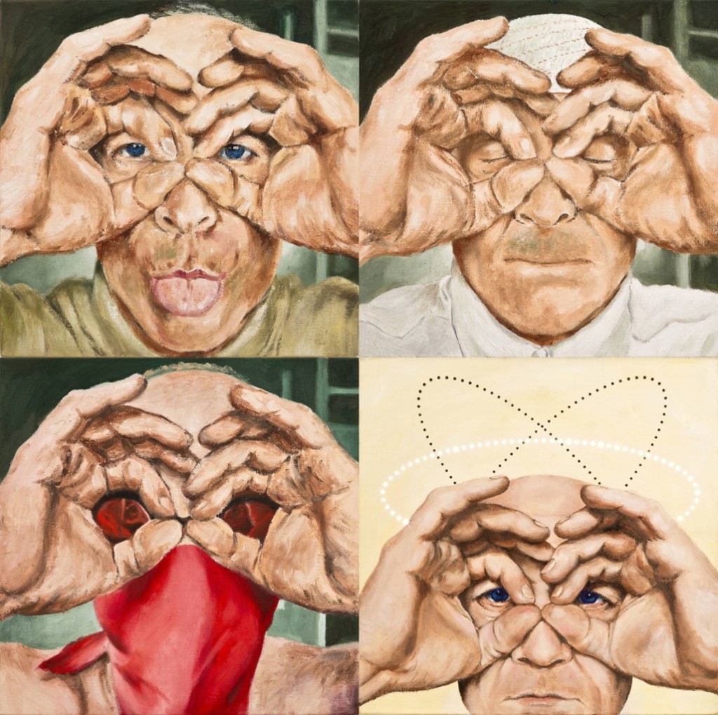 Burhan Kum, Misilleme-Muhafazakarla-ma-Marjinalle-me-Toplama, 2013, 40x40, Tuval üzerine led ---k ve ya-l-boya