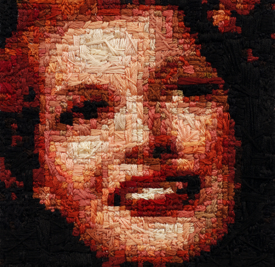Rita Hayworth, 2012-13, thread on canvas, 5 34’’X 5 34’’.