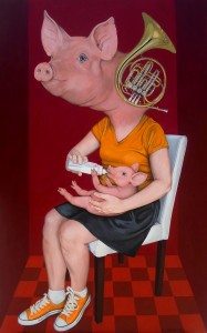 Atilla Galip Pinar, Domuz-Pig, 135cm x 85cm, tuval üzerine akrilik-acryclic on canvas, 2014