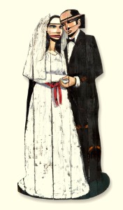 Baris Cihanoglu, ''Gelin Damat- Bride Groom'', 183 x 78 x 2 cm,  yanm-- ah-ap üzeri. yagli boya, 2014