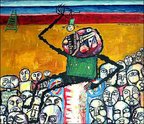 Ricardo Ponce Burlesque Ricardo-Ponce-Burlesque-People-Group-Modern-Age-Abstract-Art-Art-Brut