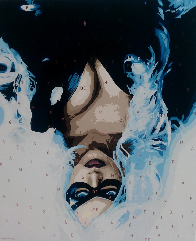 Deniz Gökduman, Bir Bakışsız Kedi Kara, 140 x 116 cm., T.ü.akr.b., 2015.31, Seyfi Kaya Kol.
