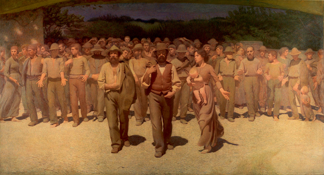Giuseppe Pellizza da Volpedo, 'Il quarto stato', tuval üzerine yağlıboya, 1901. Taner Ceylan bu tabloyu 14. İstanbul Bienali için bire bir yeniden yaptı.