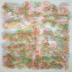 Bangert VERTICAL PINKING V48x48 Acrylic on masonite panel 1980-web