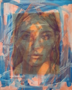 Gaze Series No.56, 2017, Multi-layers of cut tulle sewn and mounted on canvas and acrylic, 100x81cm